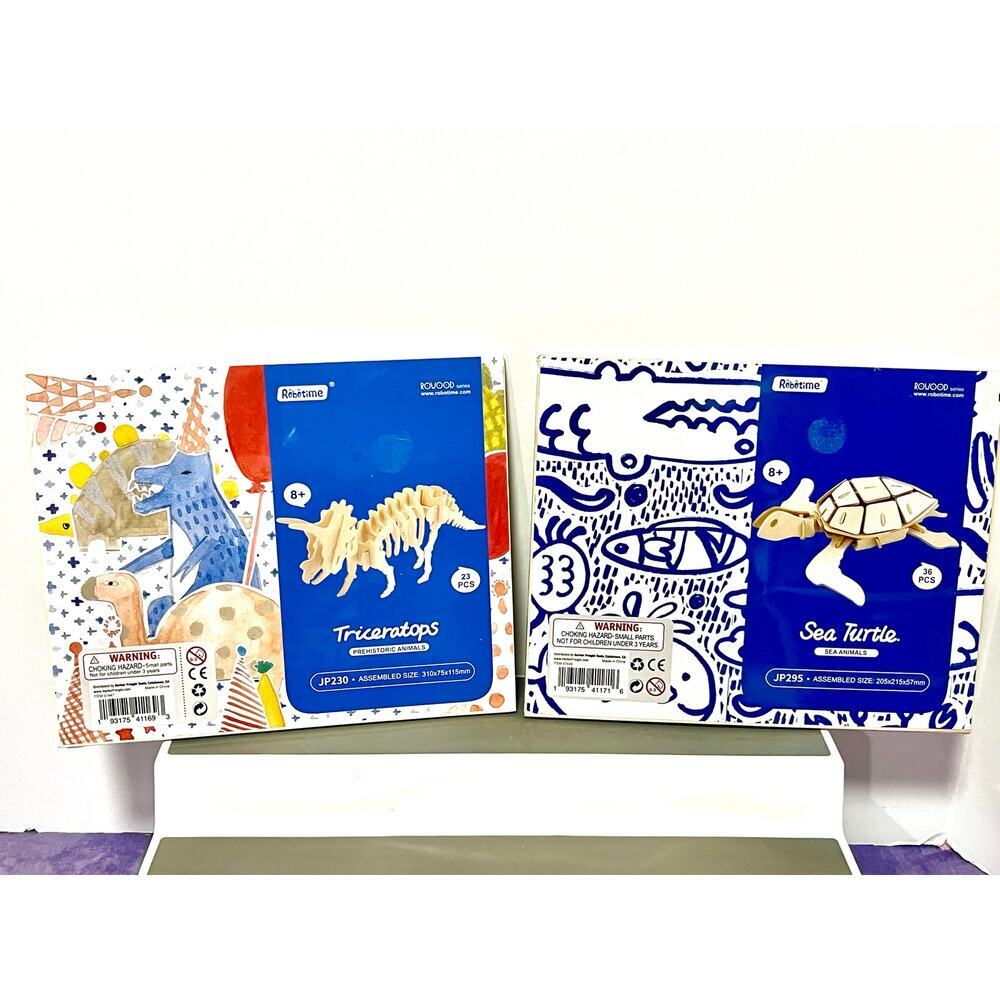 Sea Turtle Sea Animal & Triceratops 3D Wood Puzzles build woodwork